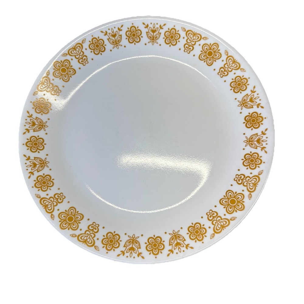 Vintage Corelle "Butterfly Gold" 10 inch Dinner Plate ONE WHITE AND GOLD